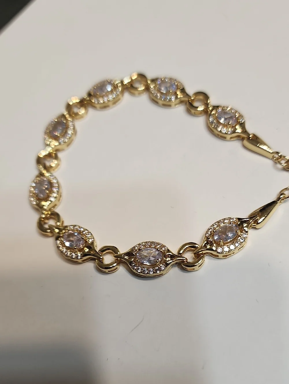 Multicolor Bracelet Light Blue Gem 1pc 18 K Real Gold Plated Anti-fading Luxury